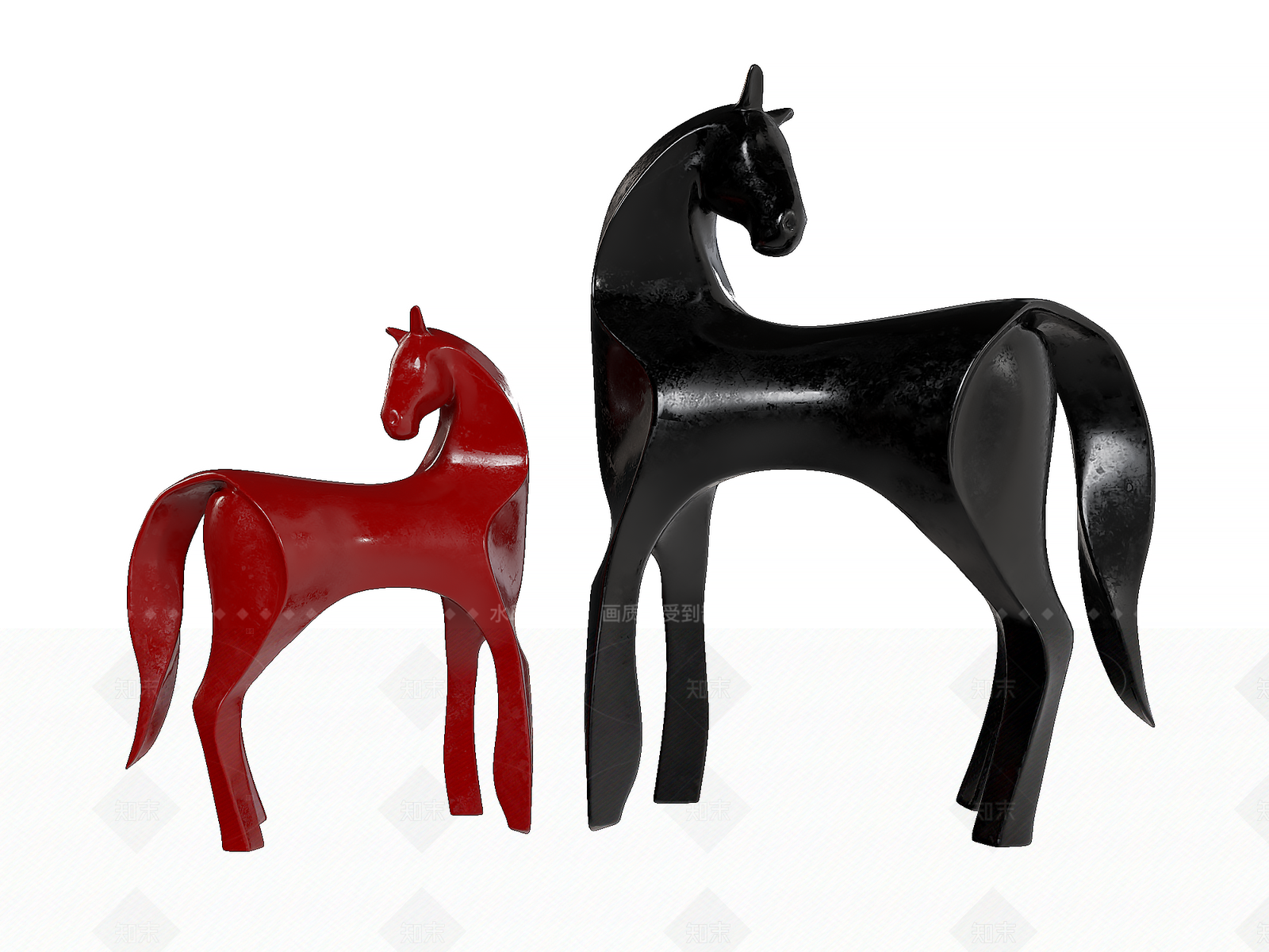 现代极简生肖雕塑3D模型下载【ID:1208329356】