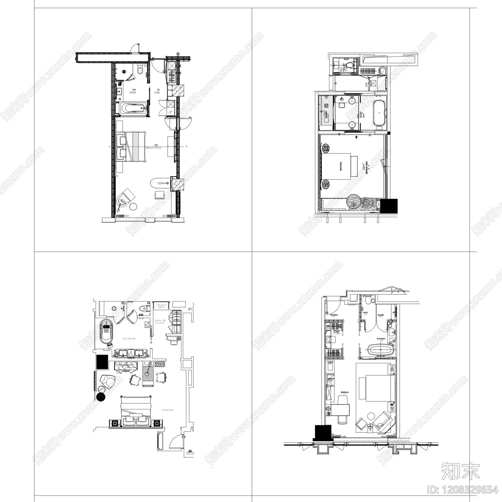 2026最新酒店客房设计方案cad施工图下载【ID:1208329654】