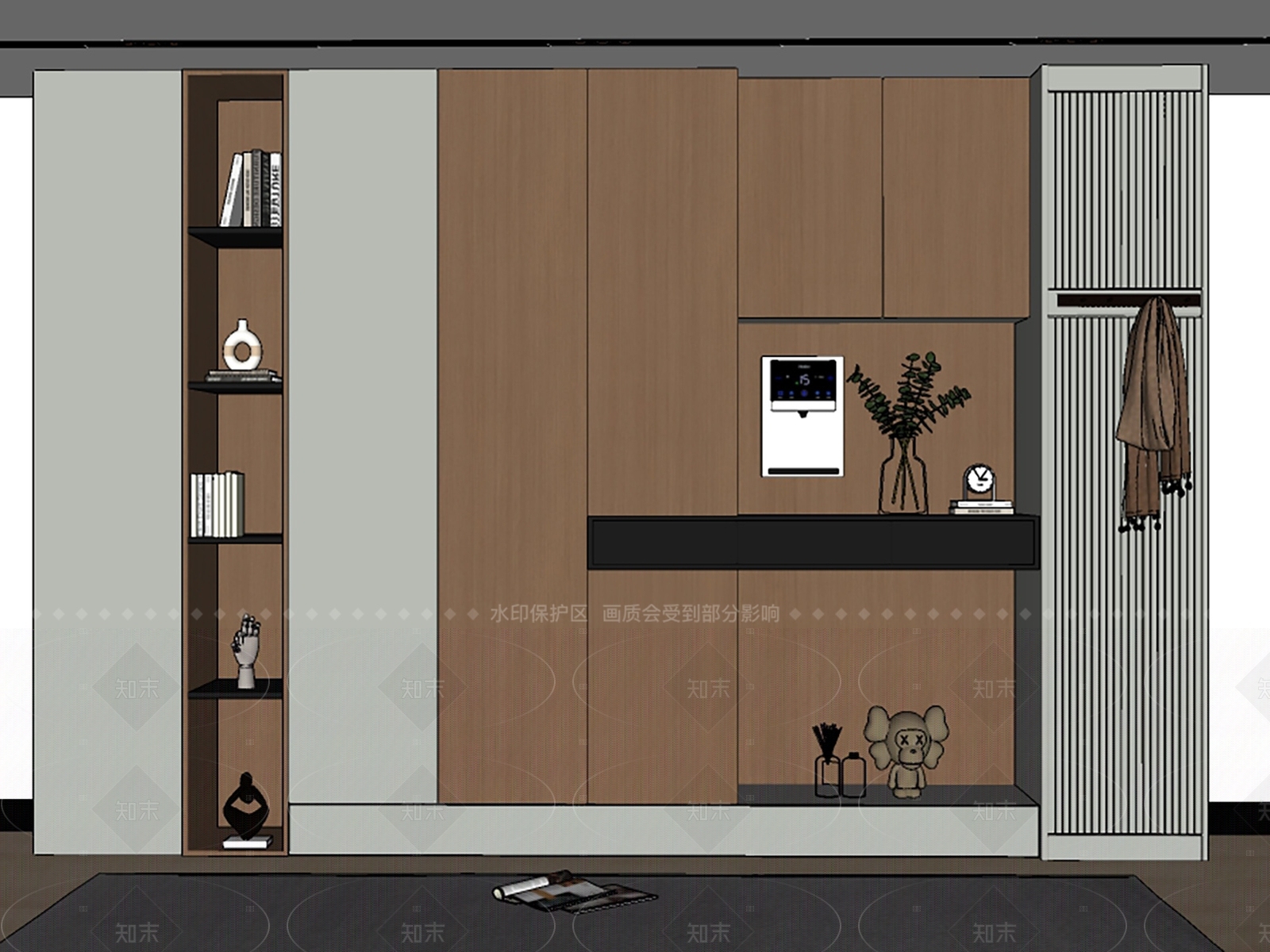 现代鞋柜SU模型下载【ID:1208330301】