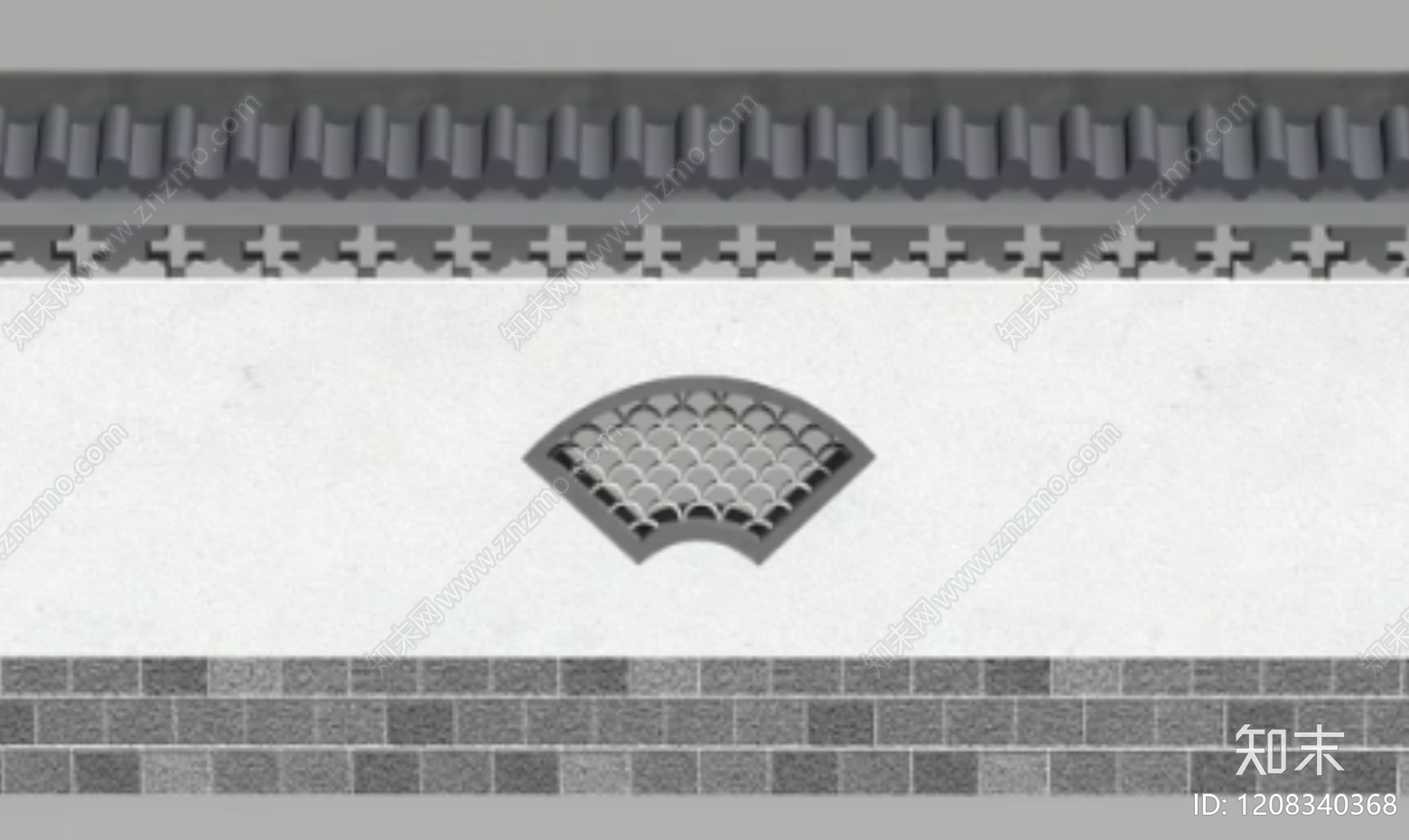 中式围墙施工图下载【ID:1208340368】