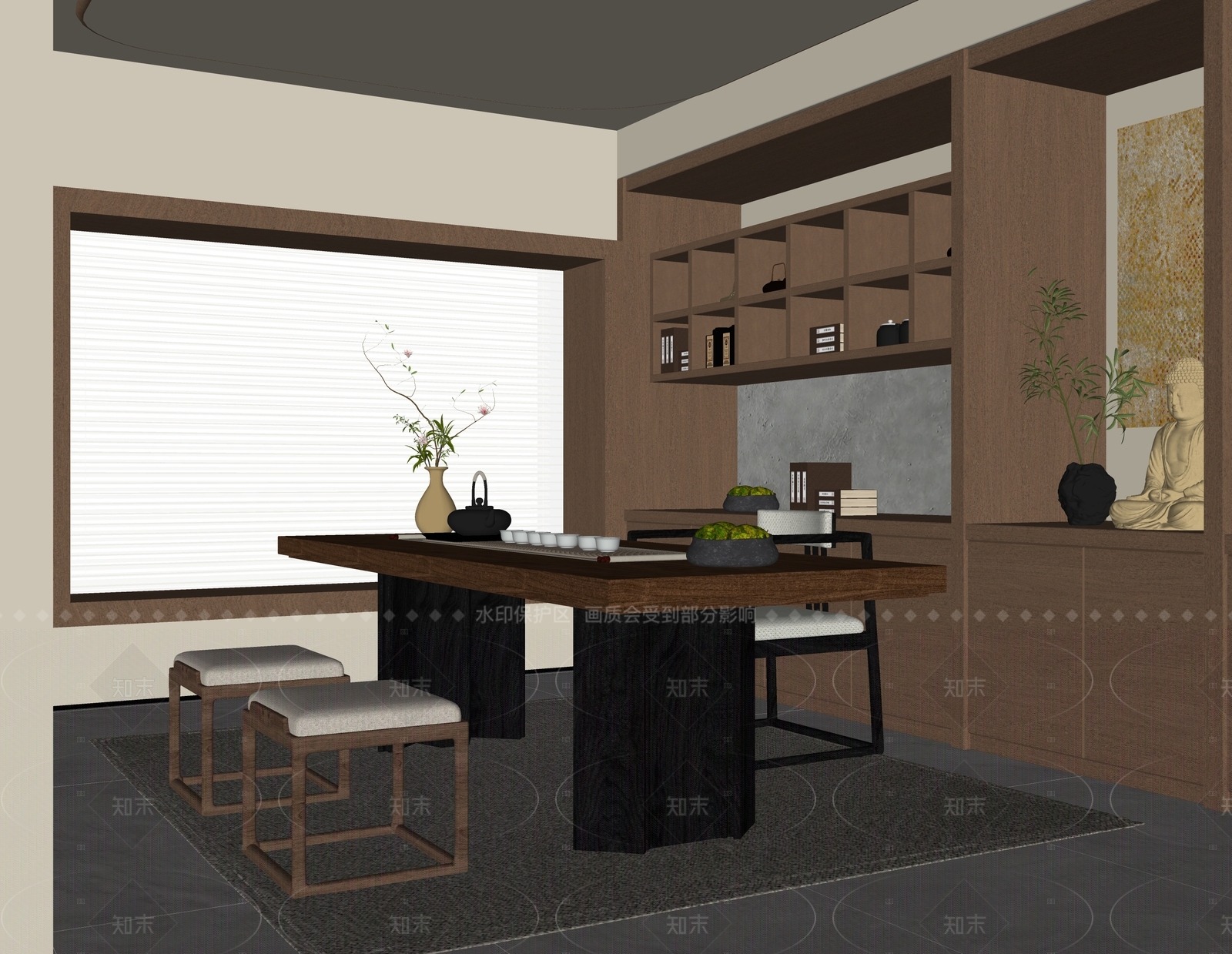 现代茶室SU模型下载【ID:1208344609】