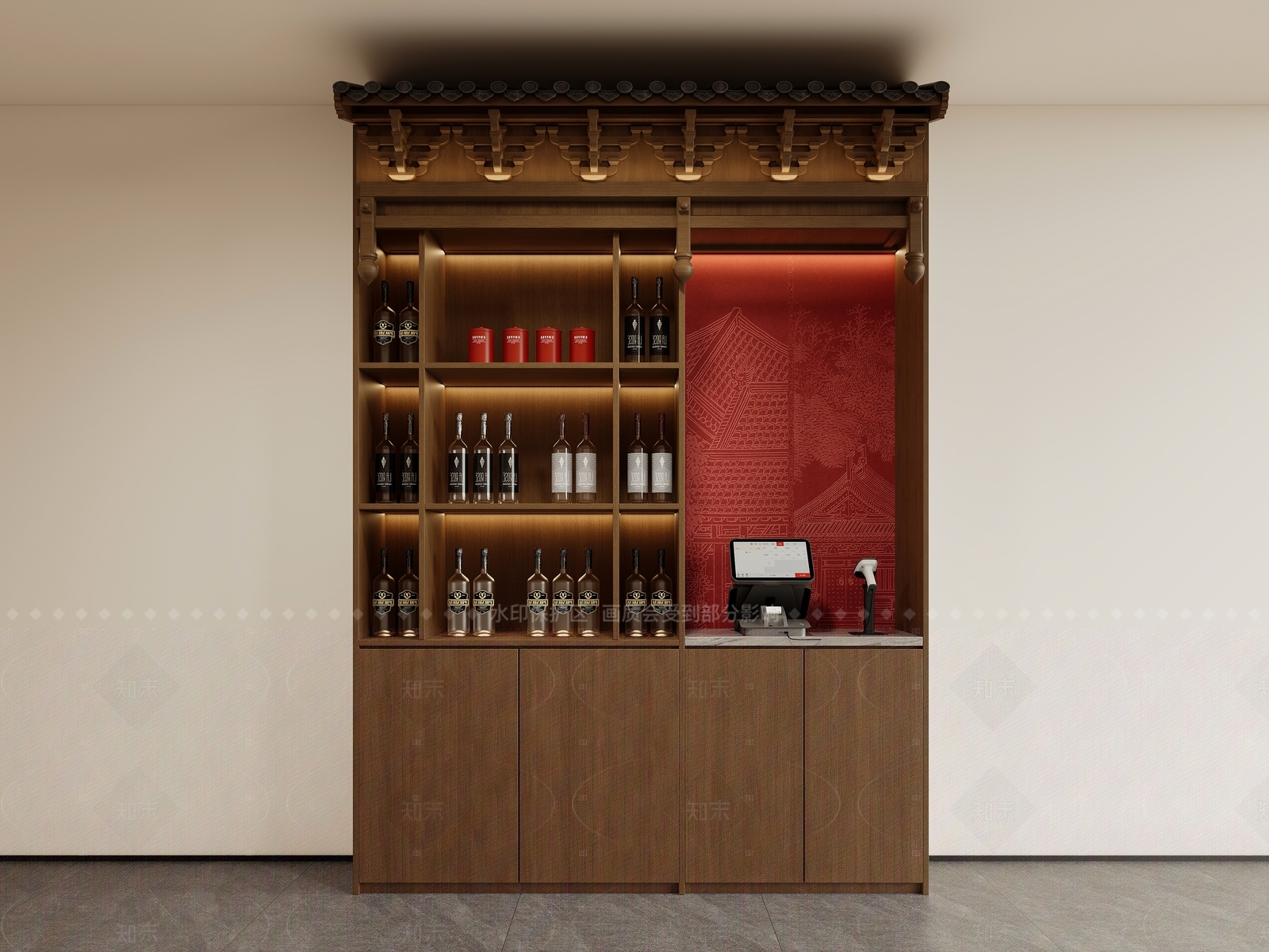 新中式中式餐边柜3D模型下载【ID:1208346933】