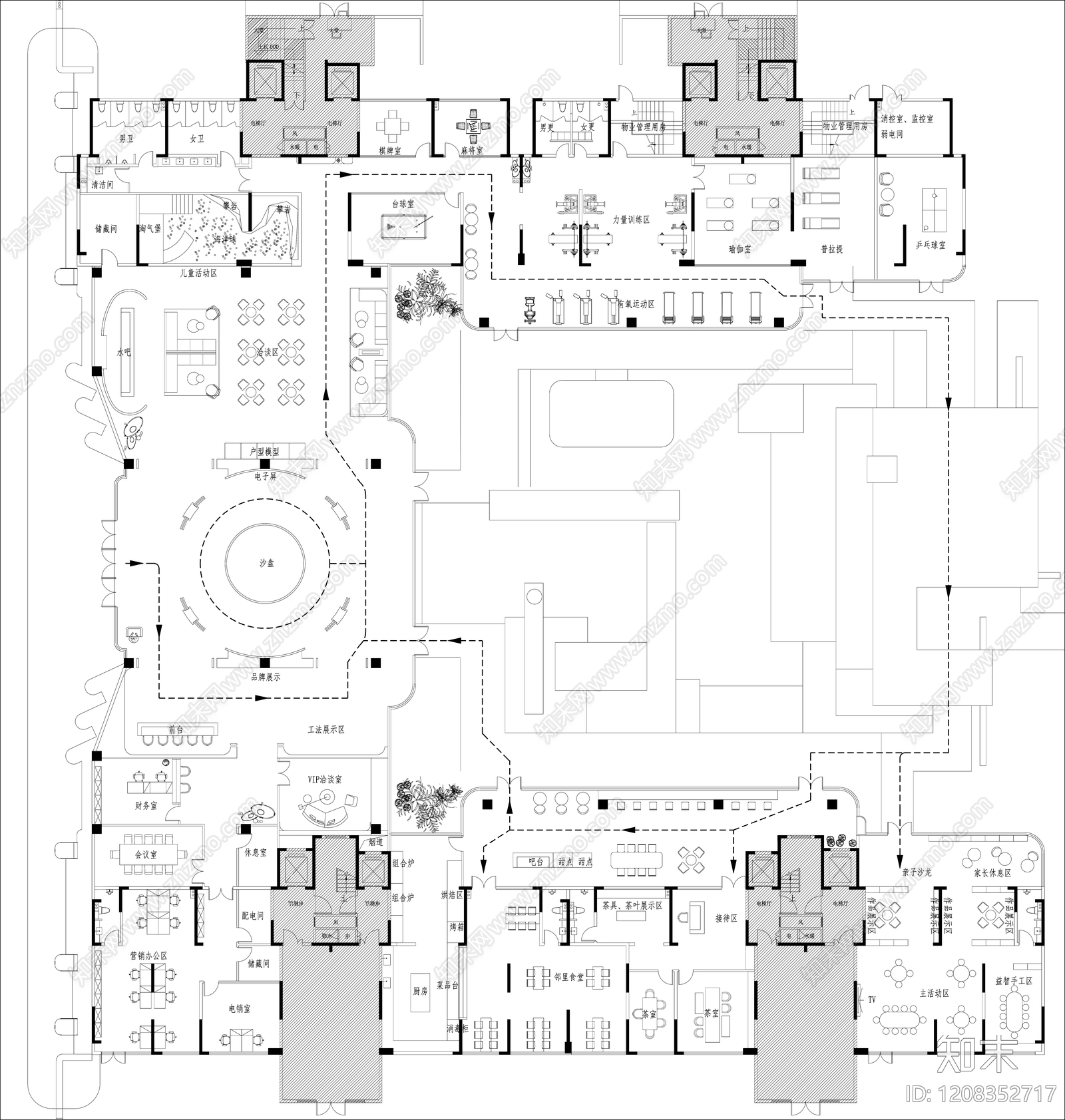 现代轻奢售楼处施工图下载【ID:1208352717】