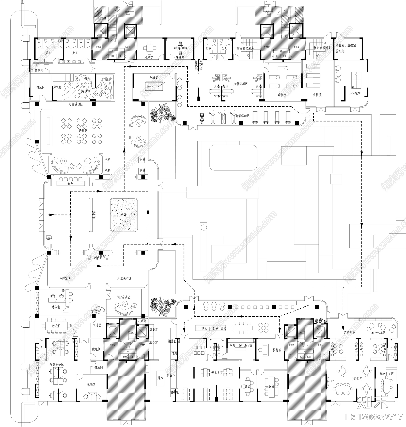 现代轻奢售楼处cad施工图下载【ID:1208352717】
