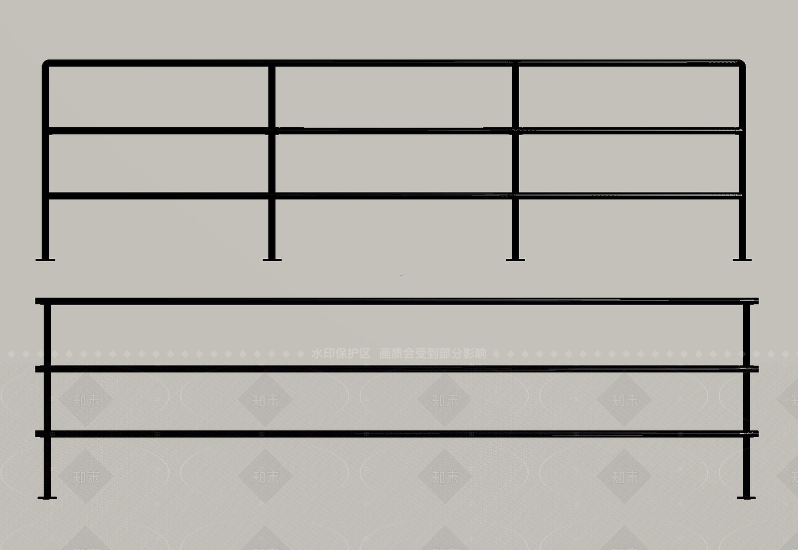 现代简约围栏护栏SU模型下载【ID:1208354086】