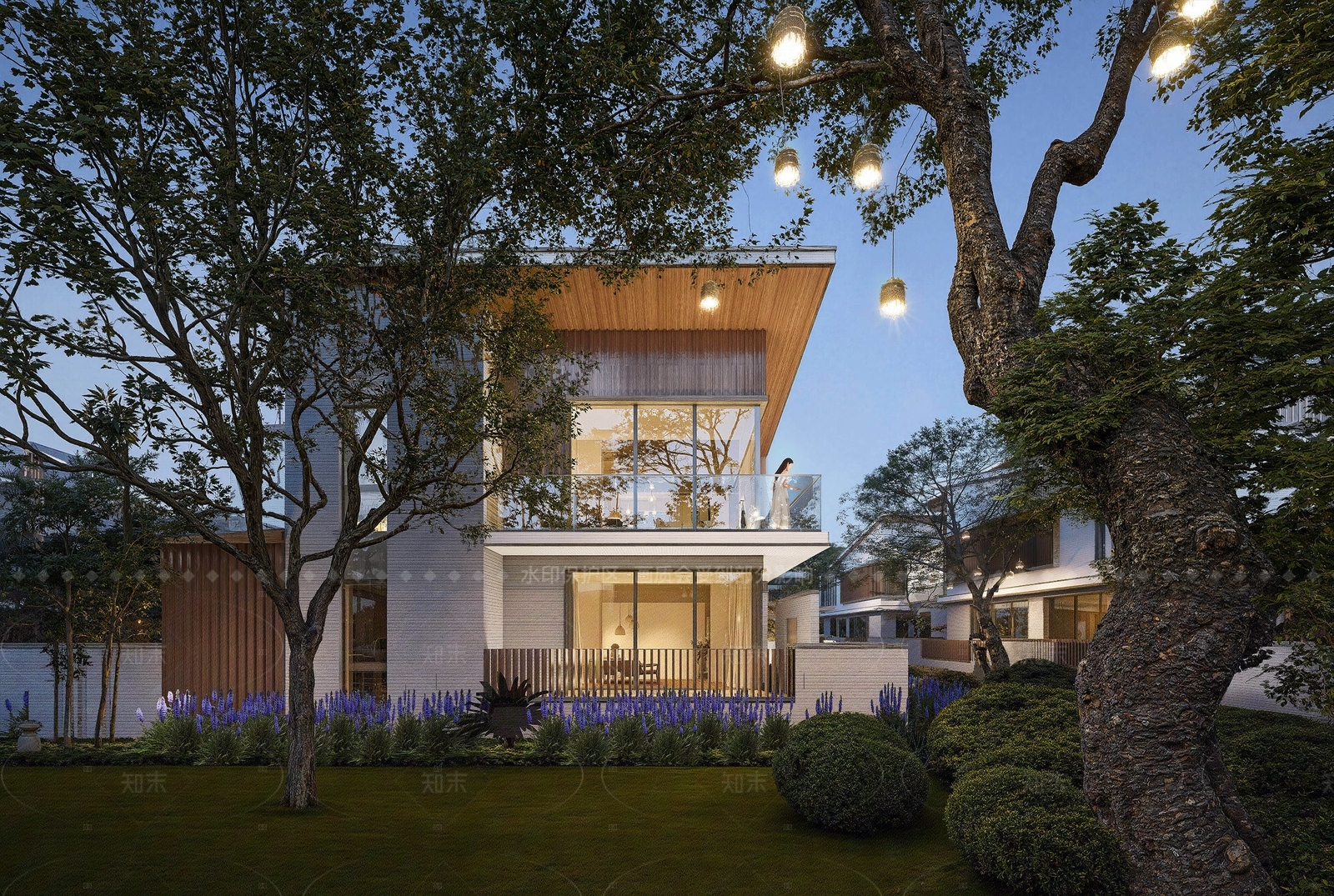 现代新中式联排别墅SU模型下载【ID:1208361611】