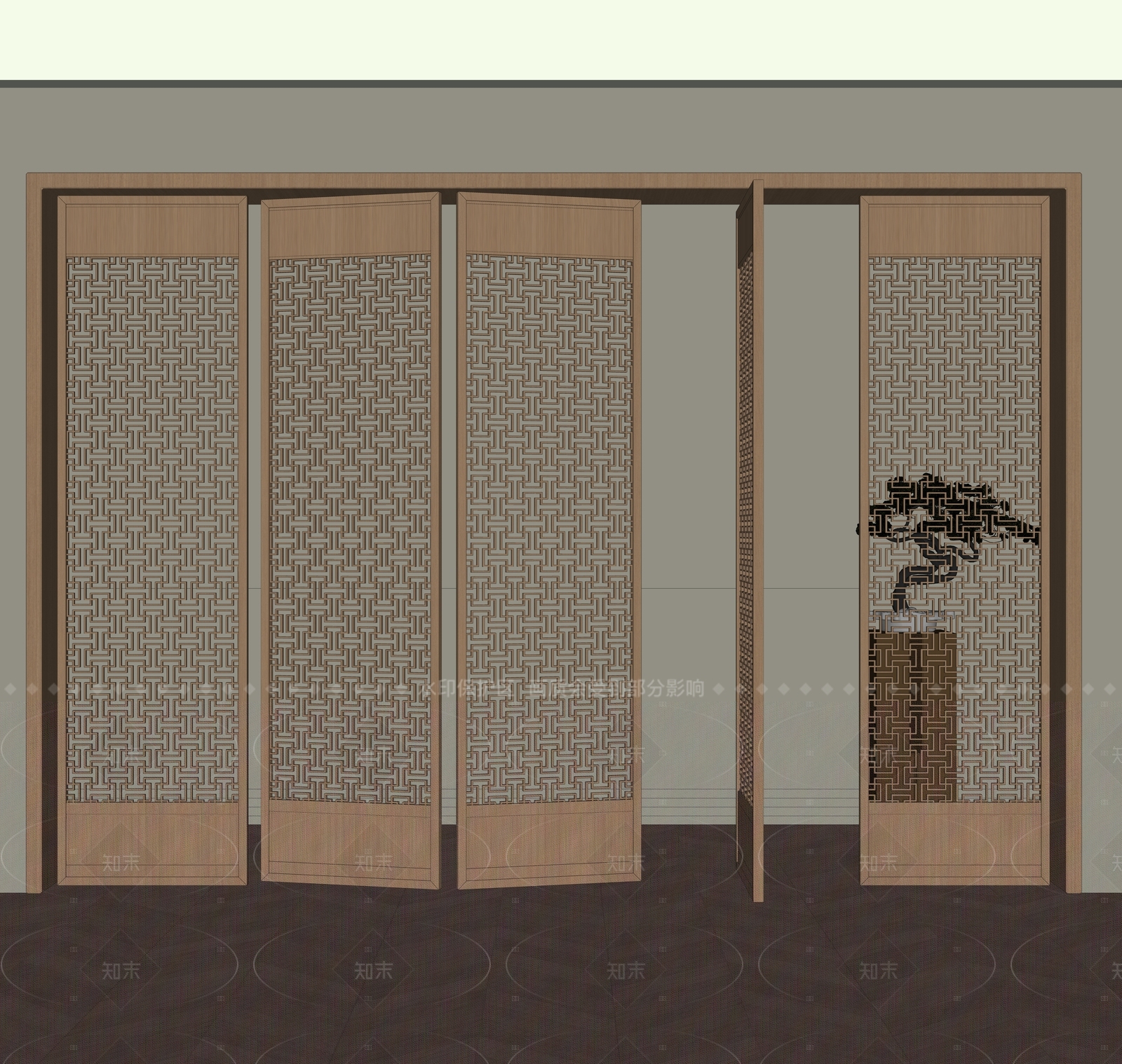 新中式隔断SU模型下载【ID:1208362412】