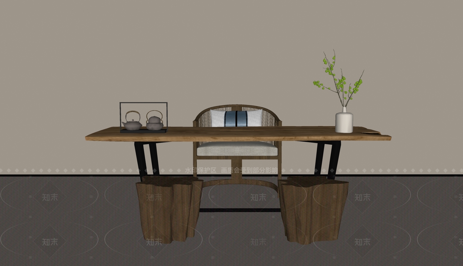 中式茶室SU模型下载【ID:1208364653】