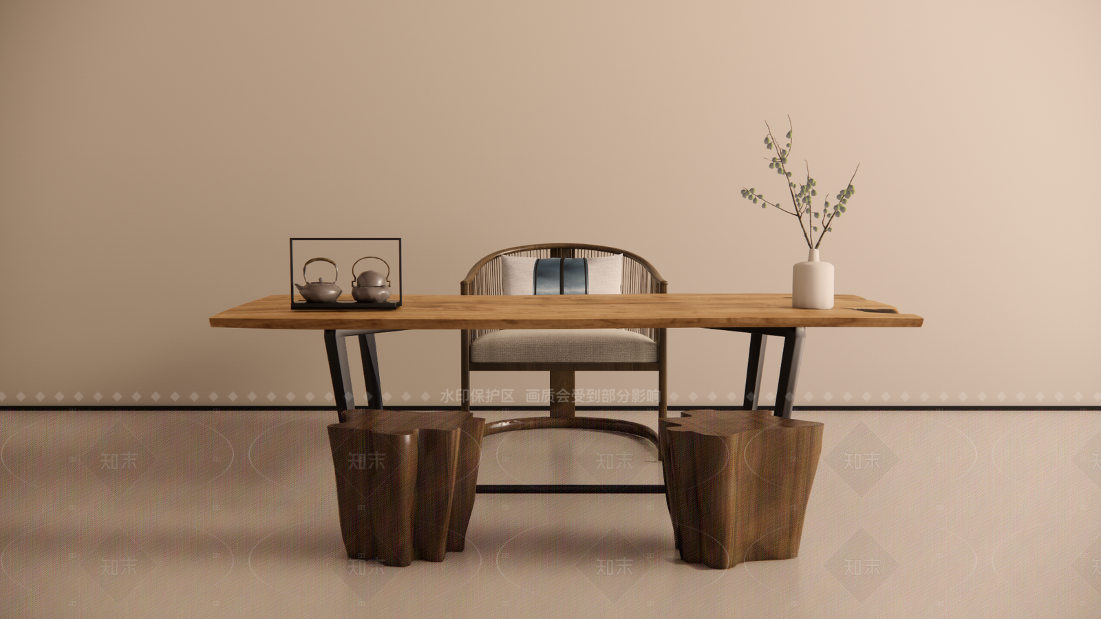 中式茶室SU模型下载【ID:1208364653】