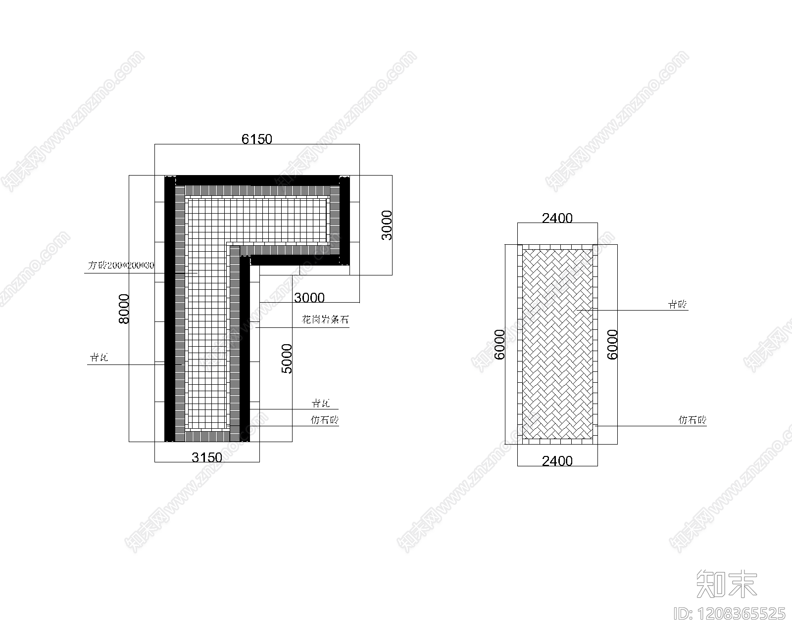 砖材铺装施工图下载【ID:1208365525】