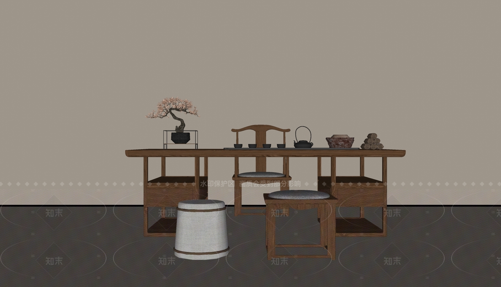 中式茶室SU模型下载【ID:1208365617】
