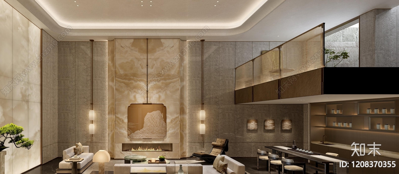 现代新中式别墅下载【ID:1208370355】