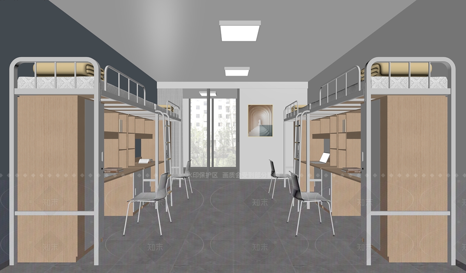 现代简约学生宿舍3D模型下载【ID:1208370518】