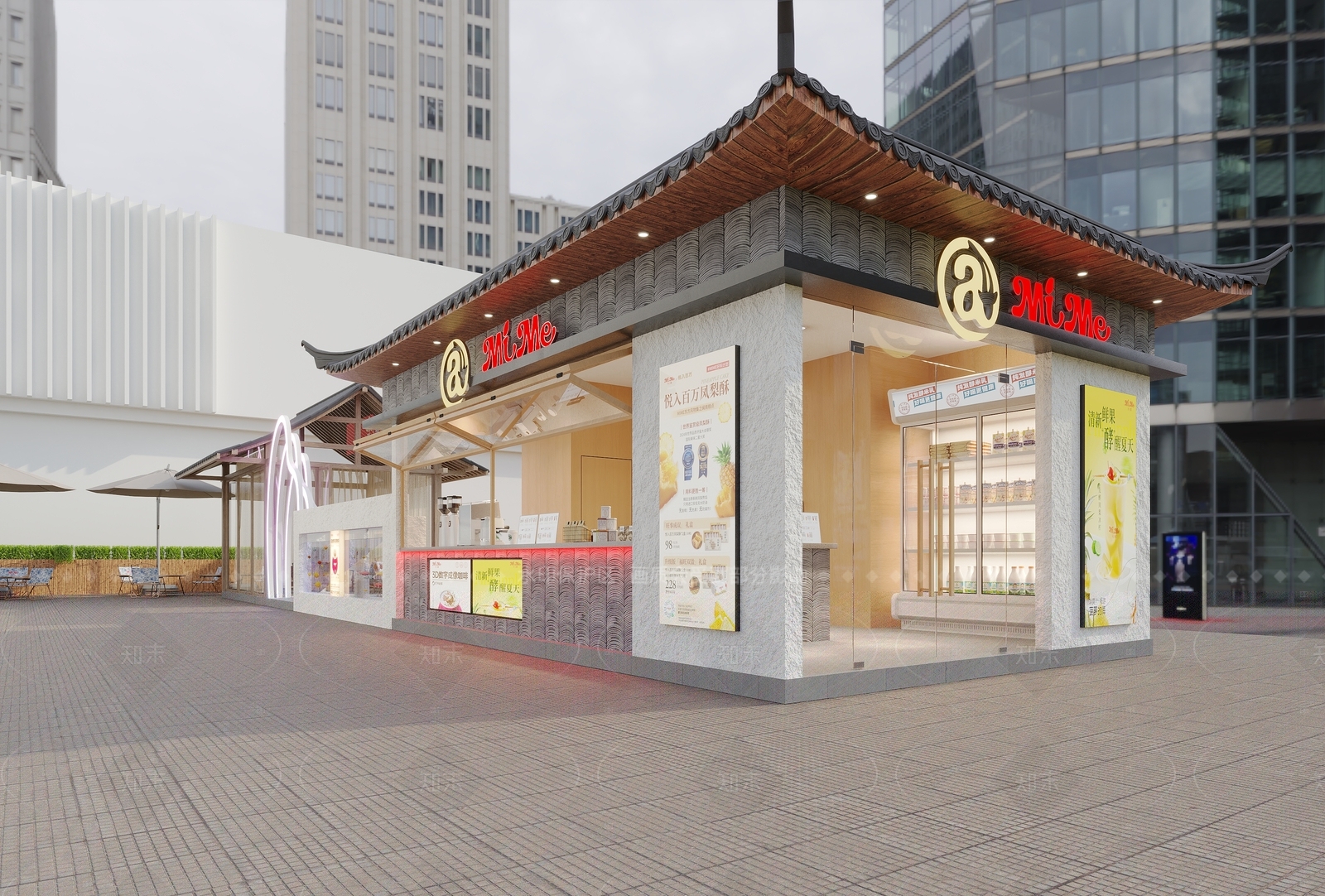 新中式餐饮建筑3D模型下载【ID:1208371552】