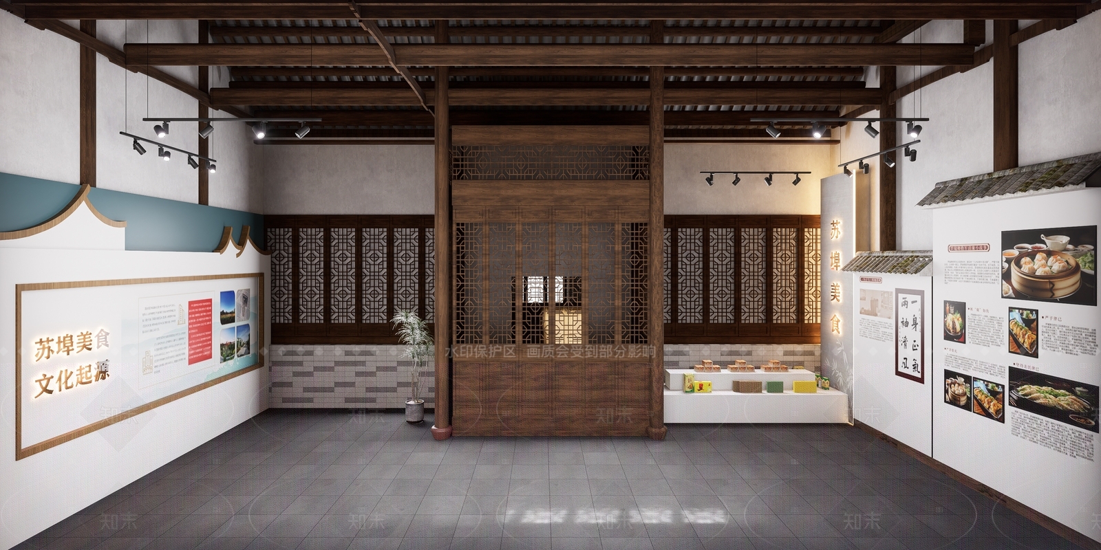 新中式中式博物馆SU模型下载【ID:1208371996】