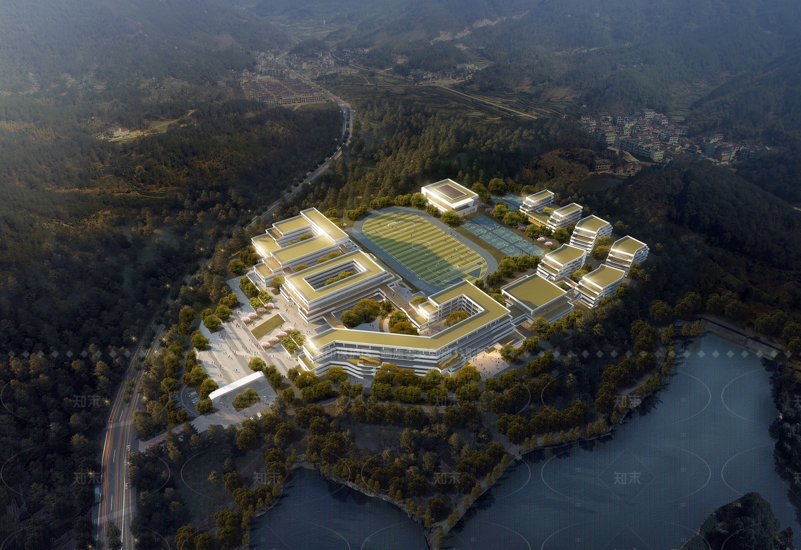 现代主义学校外观3D模型下载【ID:1208373088】