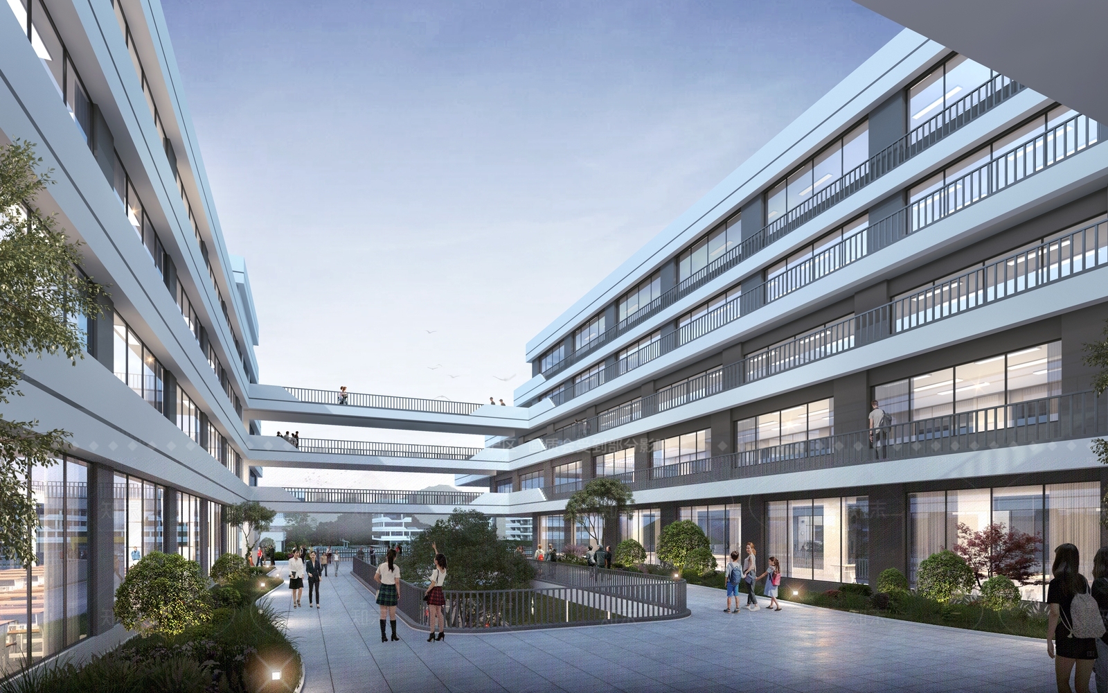 现代主义学校外观3D模型下载【ID:1208373305】