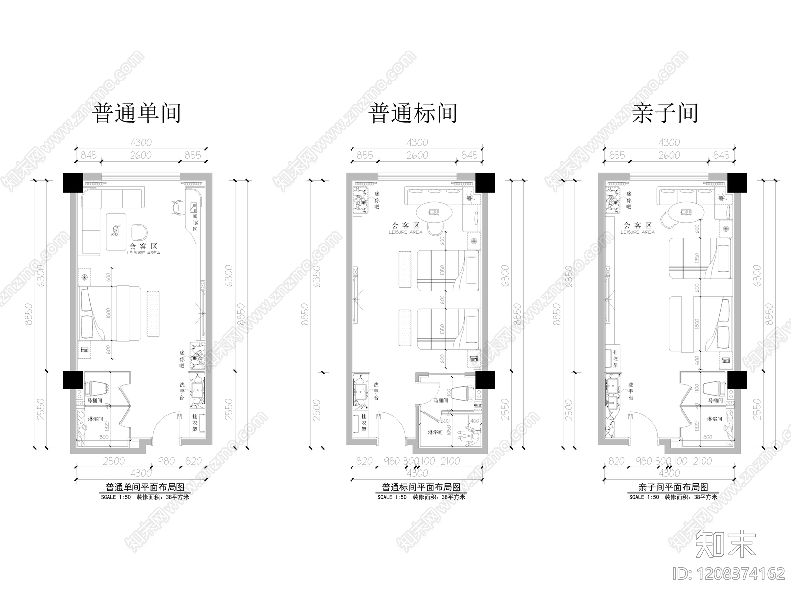 酒店客房施工图下载【ID:1208374162】