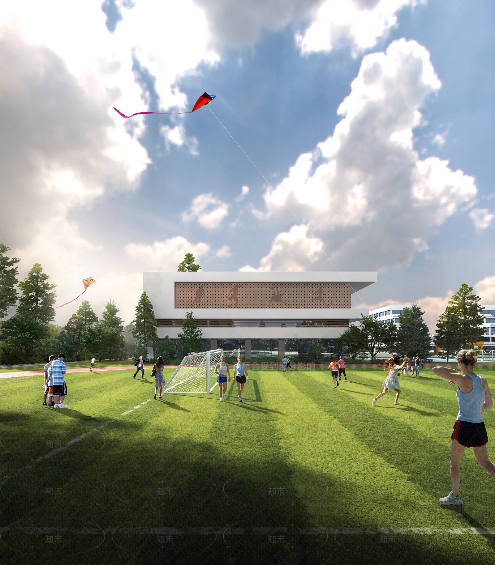 现代主义学校外观3D模型下载【ID:1208374205】