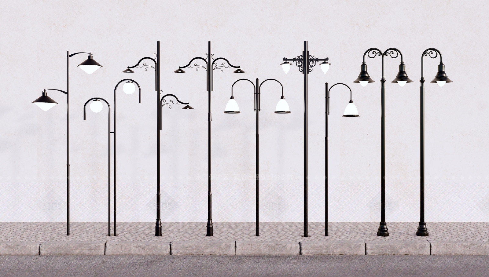 欧式现代户外落地灯SU模型下载【ID:1208375166】