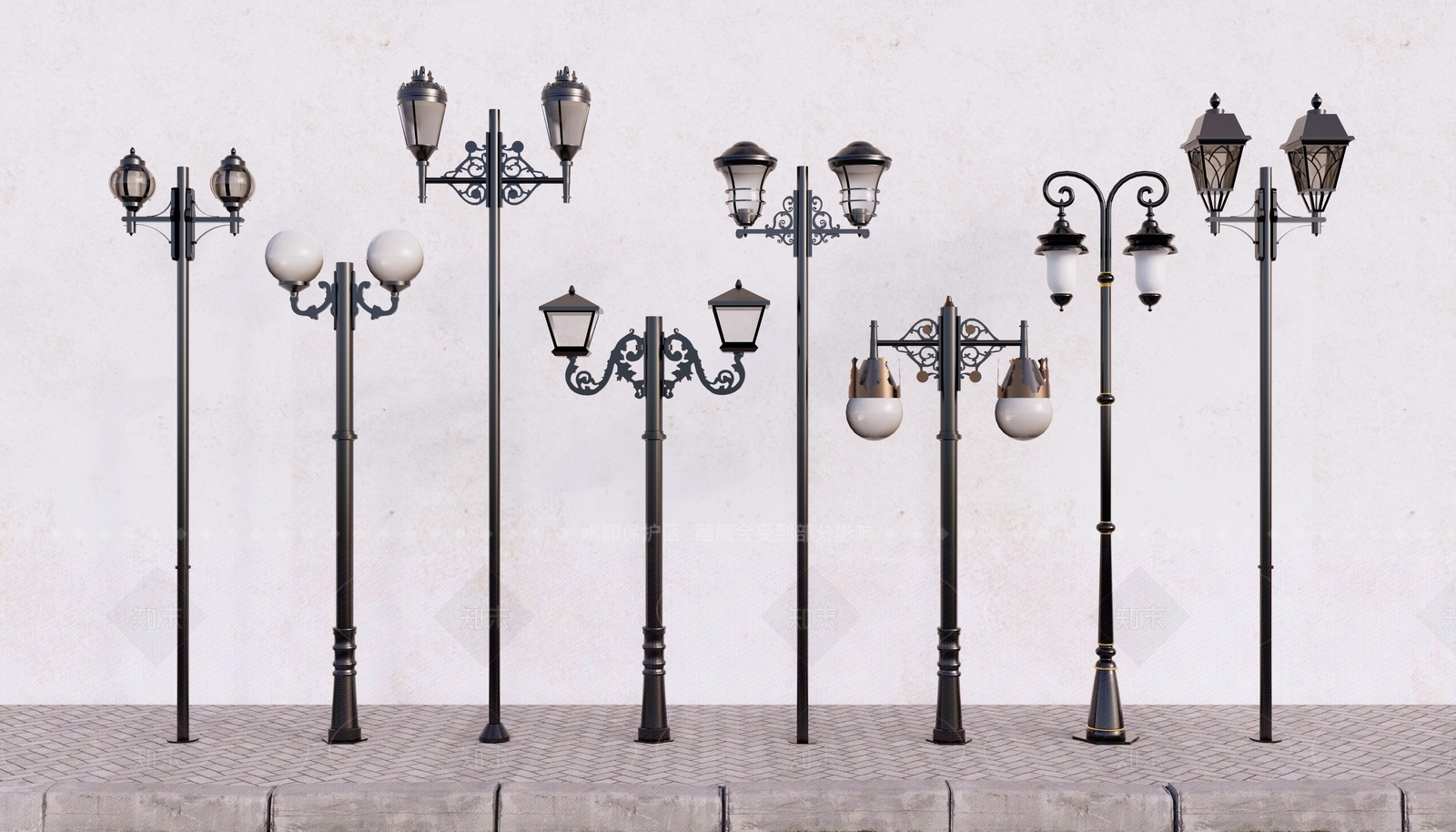 欧式现代景观灯SU模型下载【ID:1208375206】