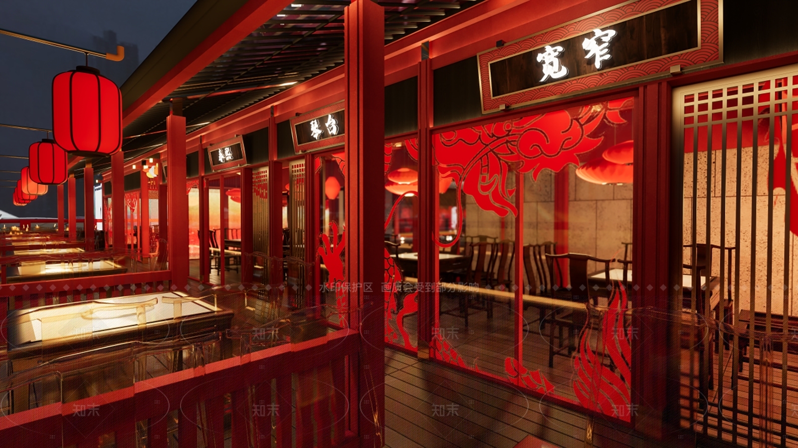 新中式中式火锅店SU模型下载【ID:1208376156】