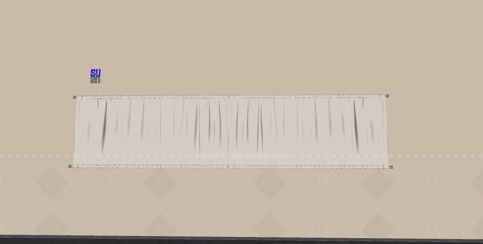 侘寂简约窗帘SU模型下载【ID:1208376257】