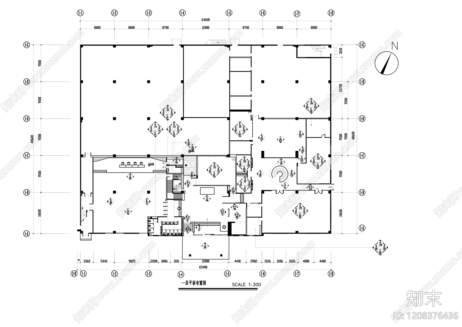 现代整体办公空间cad施工图下载【ID:1208376436】