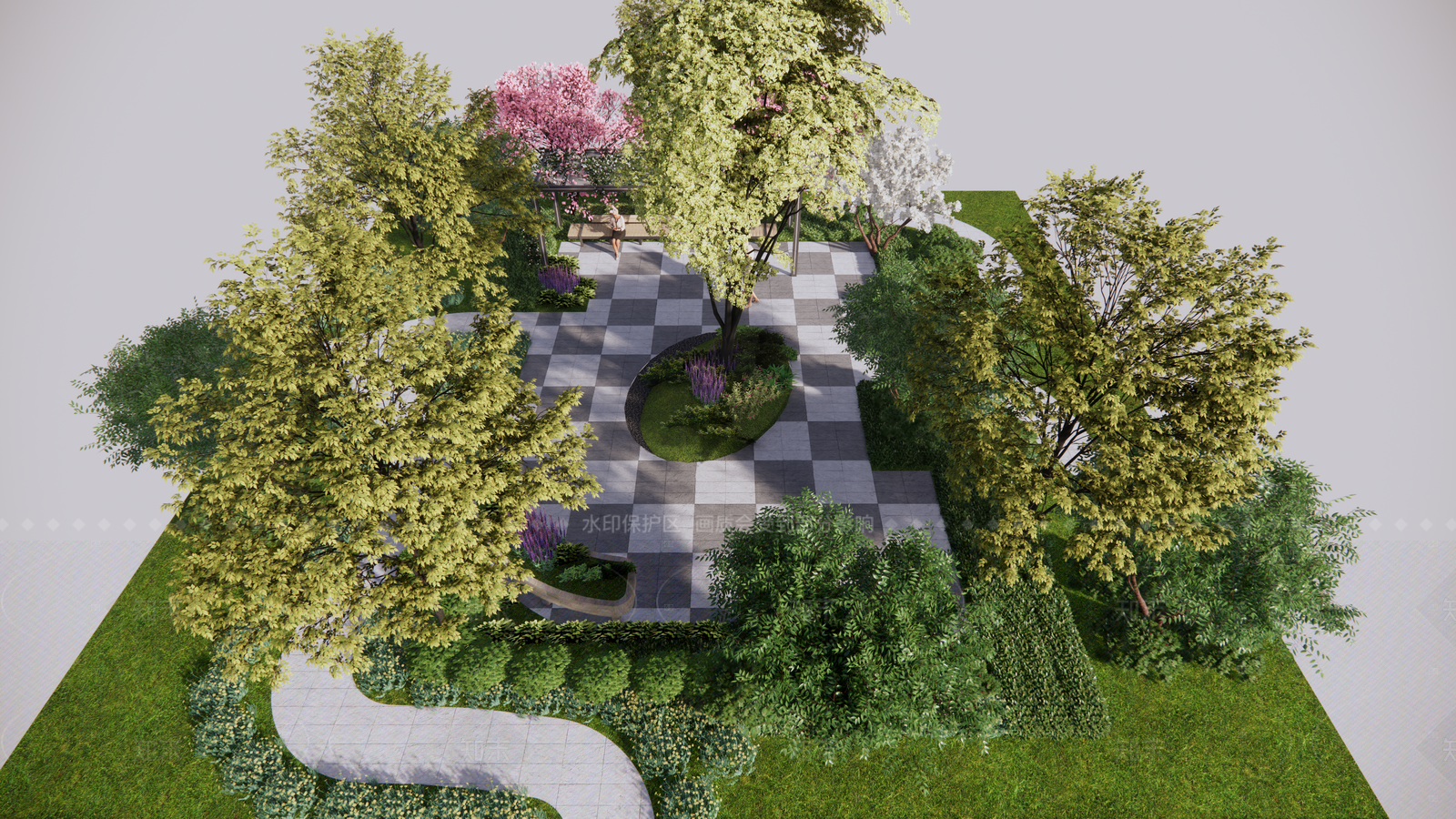 现代广场景观SU模型下载【ID:1208377396】