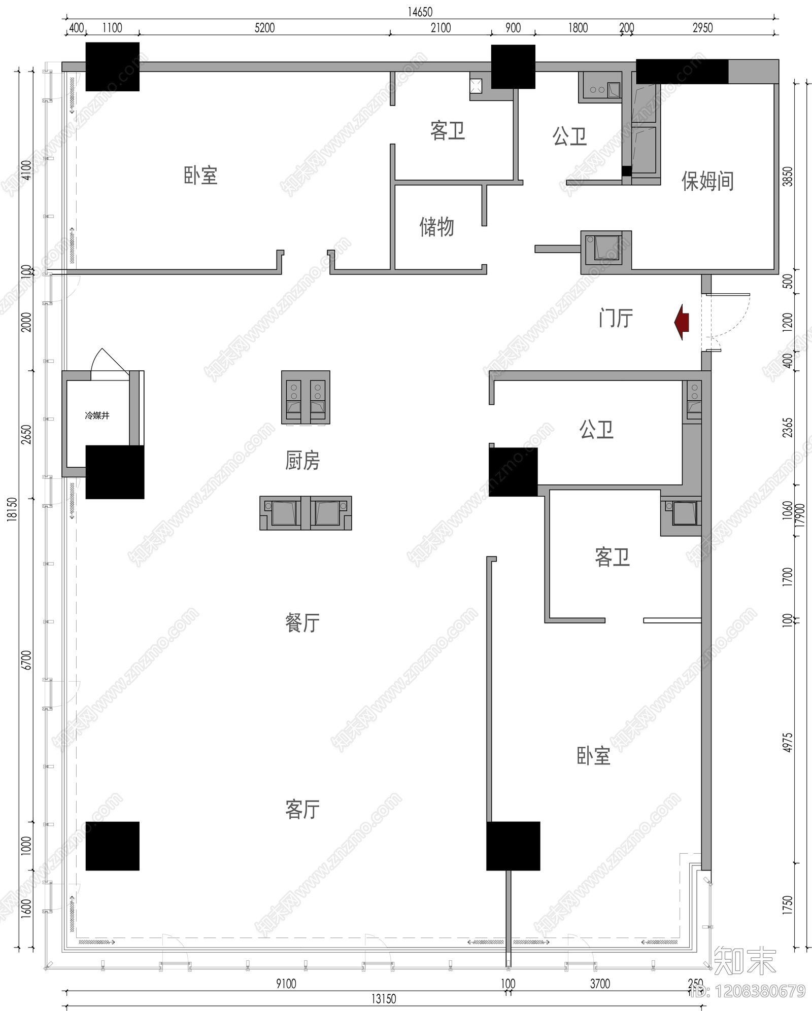 大平层cad施工图下载【ID:1208380679】