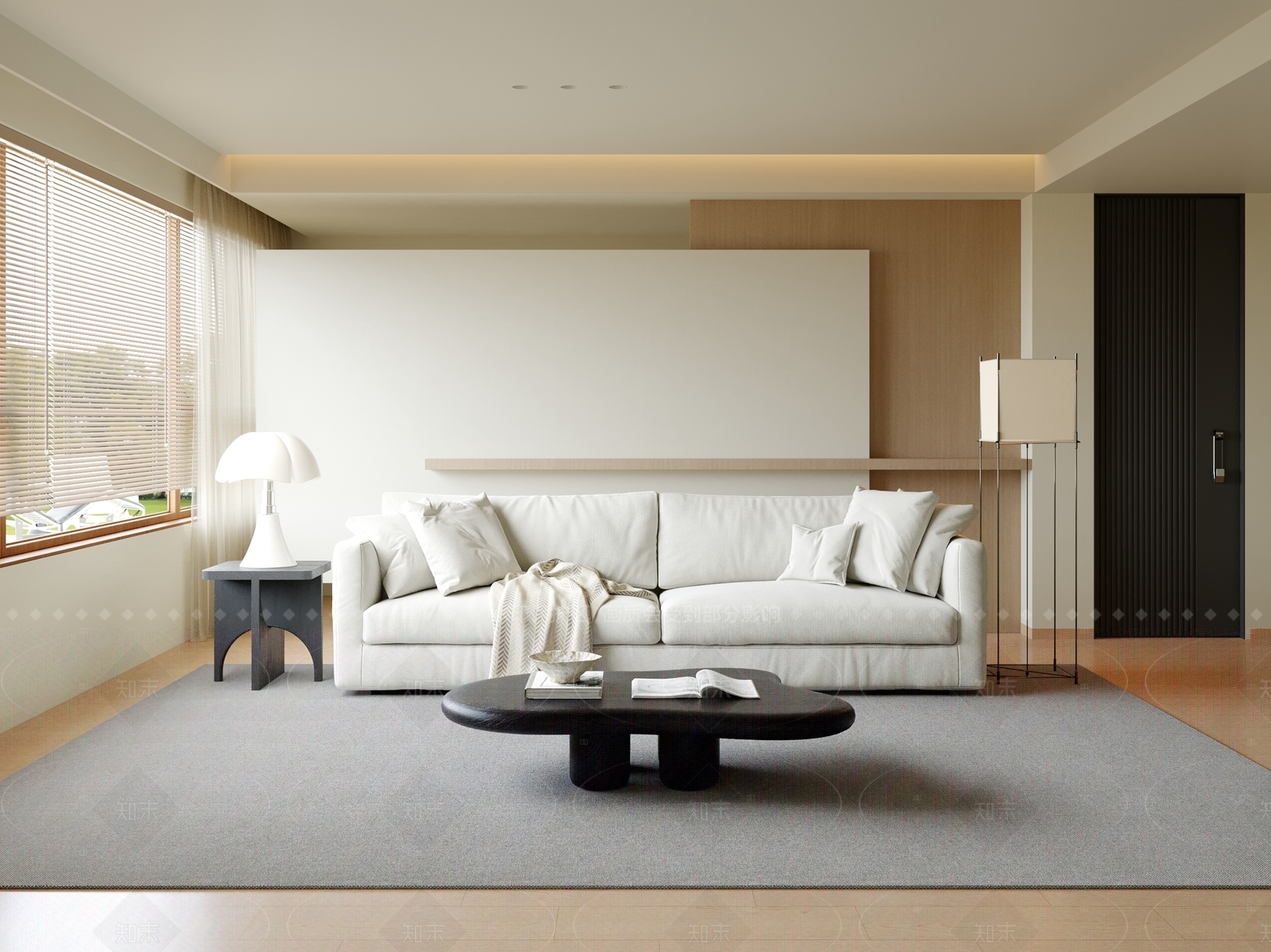 日式极简家居客厅3D模型下载【ID:1208380745】