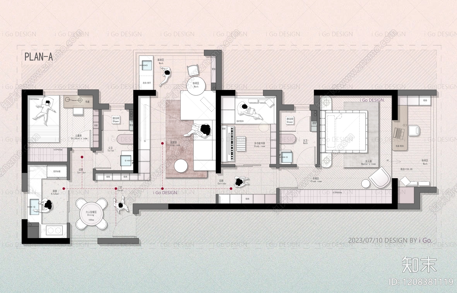 小户型平层施工图下载【ID:1208381119】