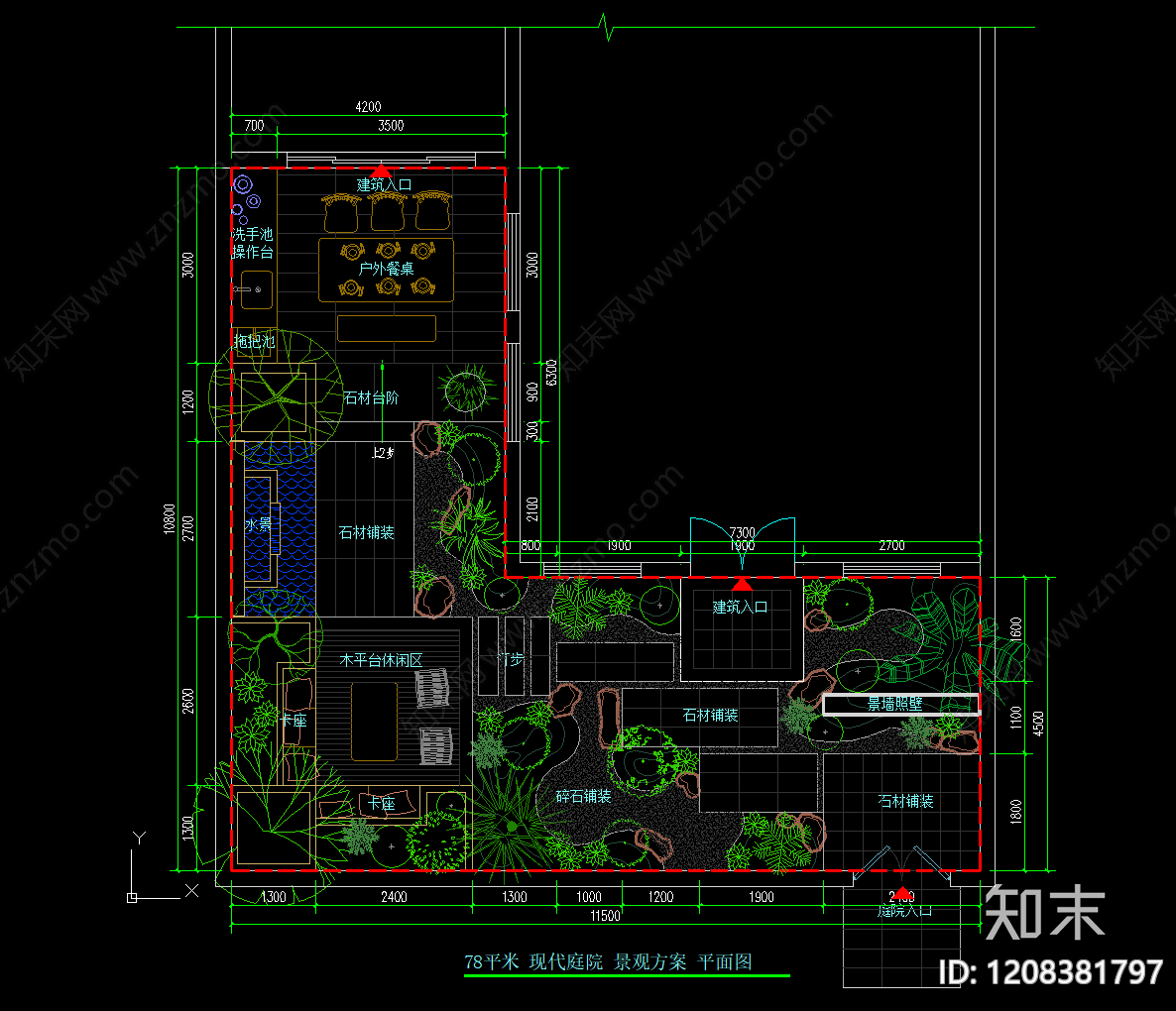 景观平面图cad施工图下载【ID:1208381797】