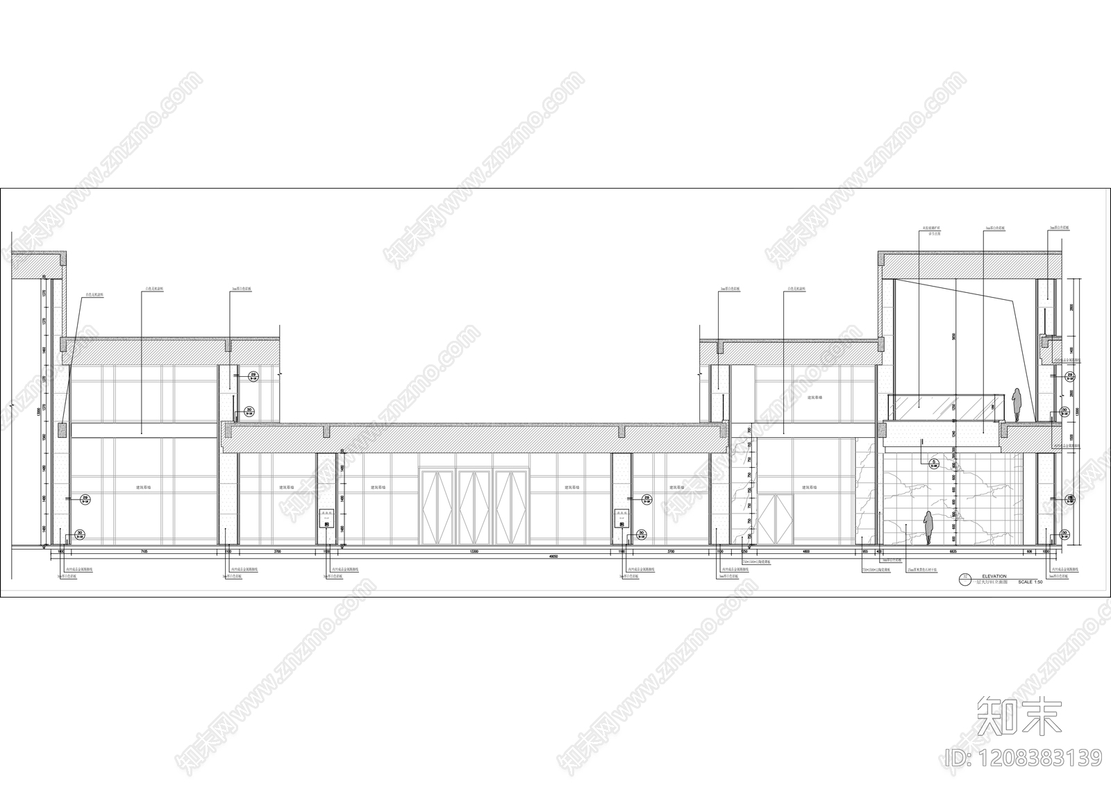 现代整体办公空间cad施工图下载【ID:1208383139】