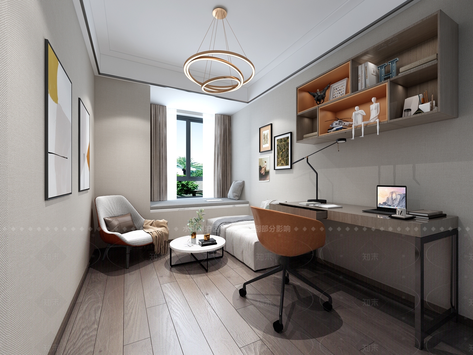 现代简约书房3D模型下载【ID:1208383238】