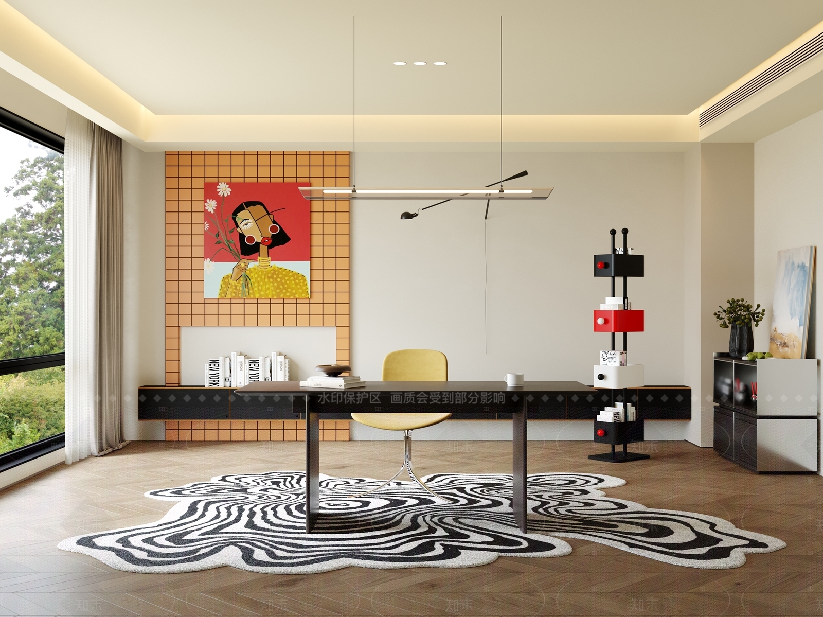 现代简约开放式书房3D模型下载【ID:1208383355】