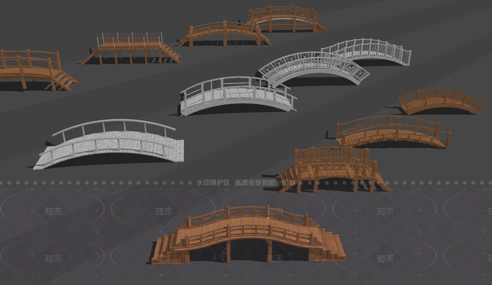 现代新中式景观桥SU模型下载【ID:1208384362】