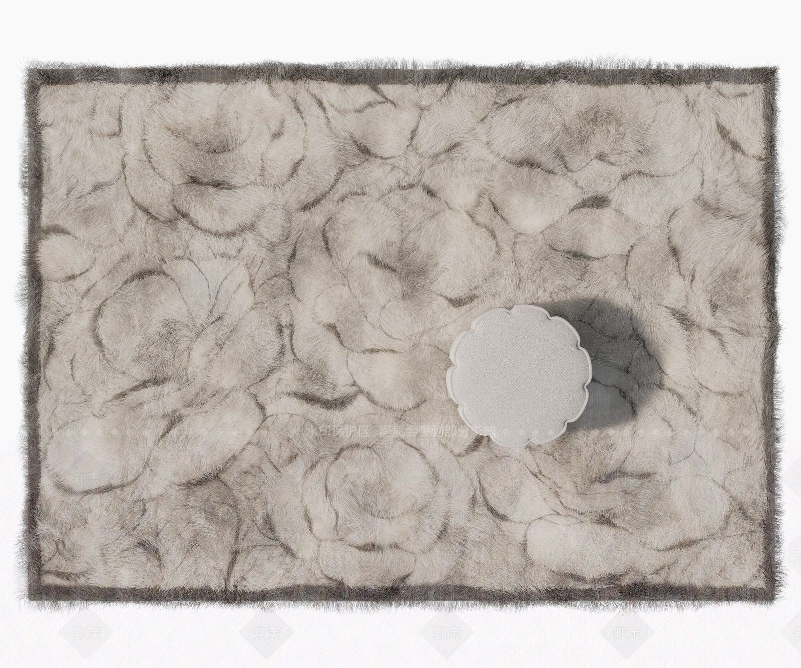 奶油风毛绒地毯3D模型下载【ID:1208384499】