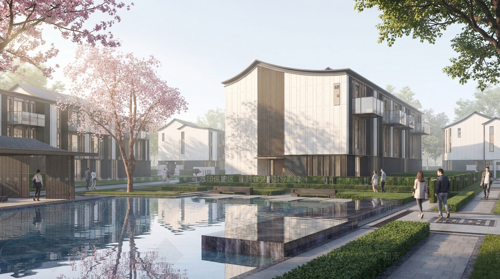 新中式轻奢联排别墅SU模型下载【ID:1208384851】