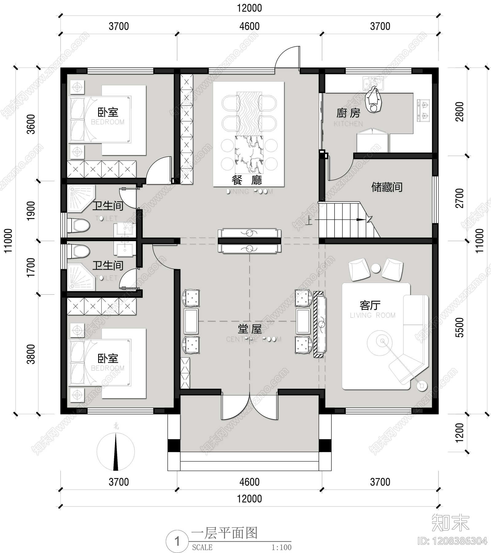 别墅施工图下载【ID:1208386304】