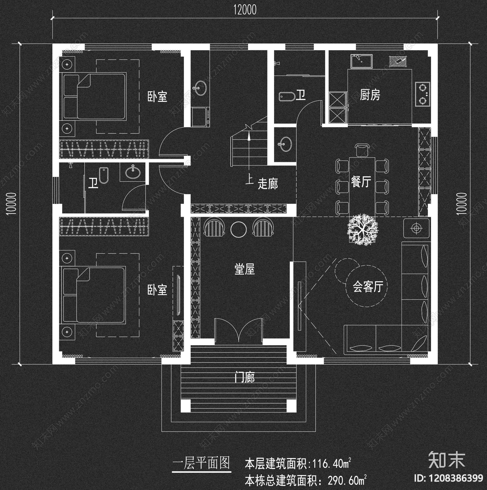 别墅cad施工图下载【ID:1208386399】