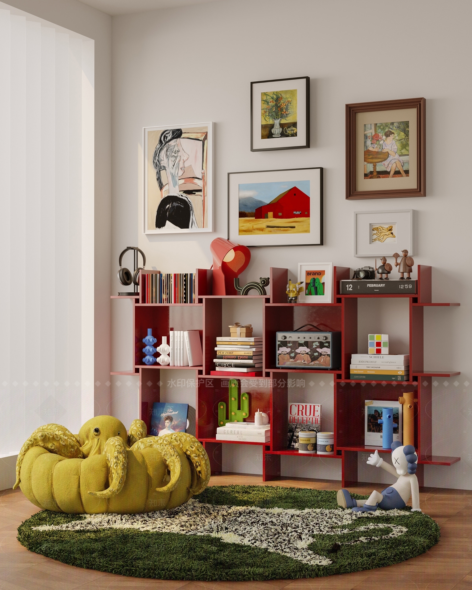 现代艺术风儿童书房3D模型下载【ID:1208387802】