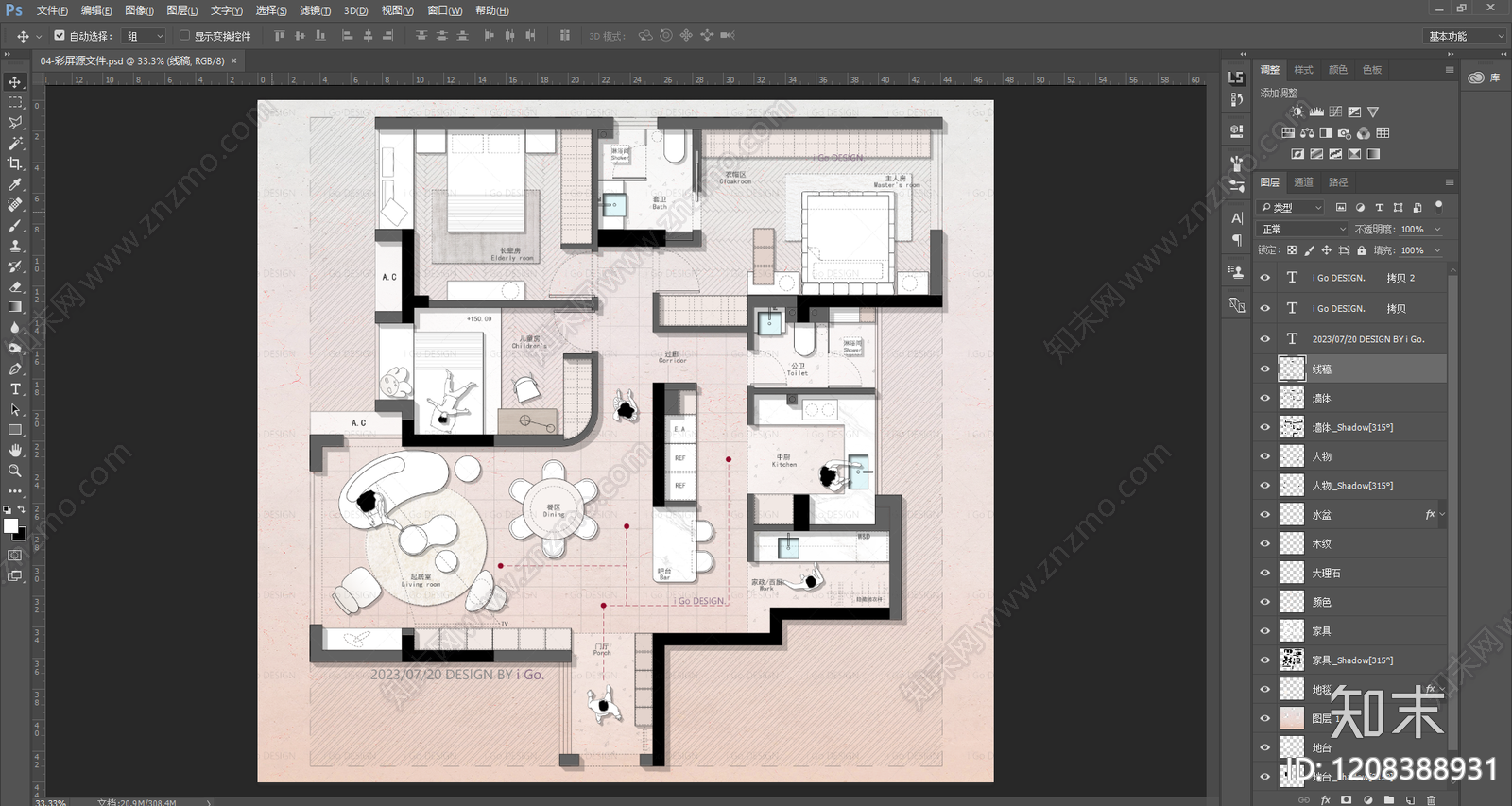 小户型平层cad施工图下载【ID:1208388931】
