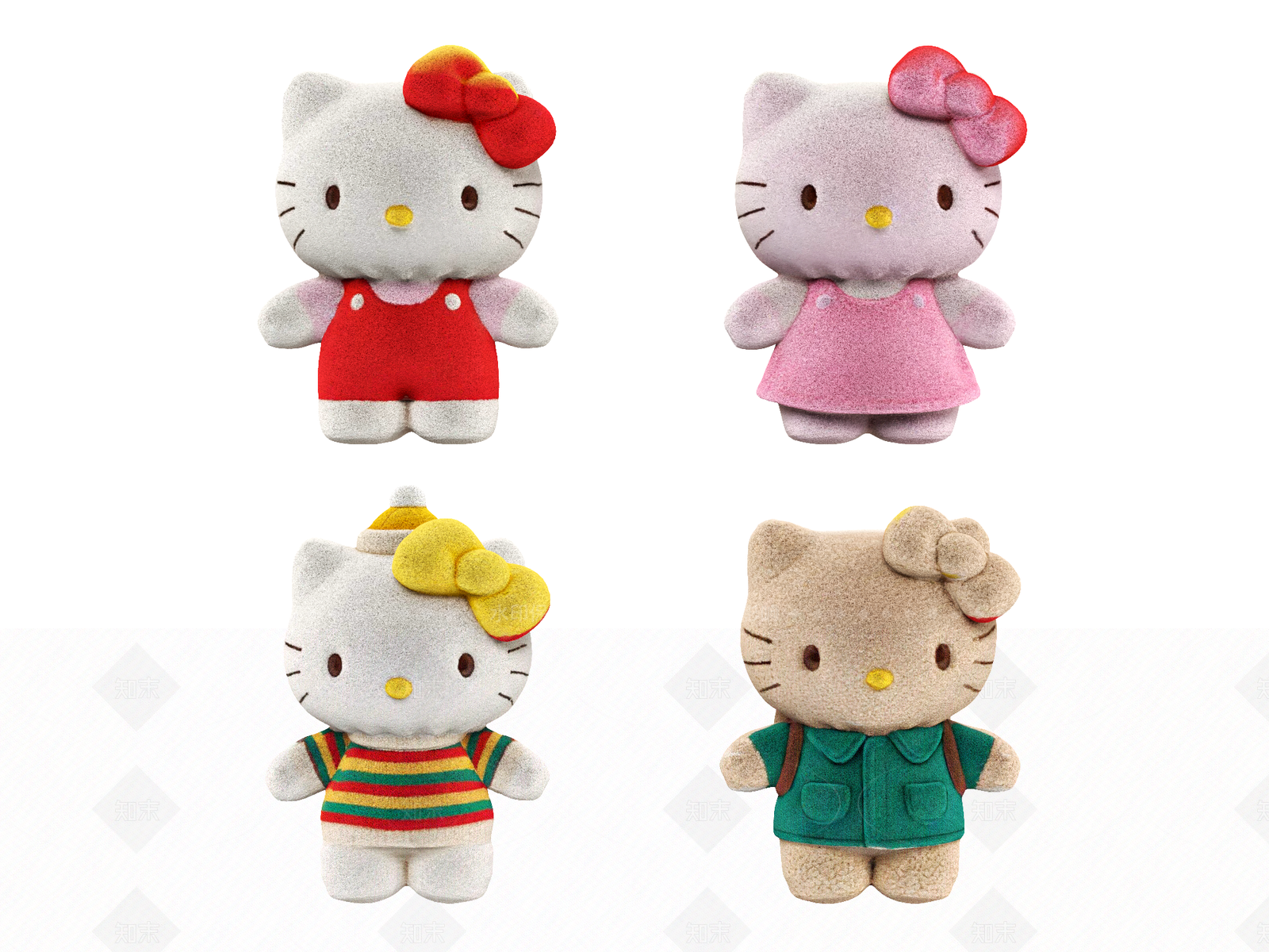 毛绒玩具风格摆件组合3D模型下载【ID:1208391432】