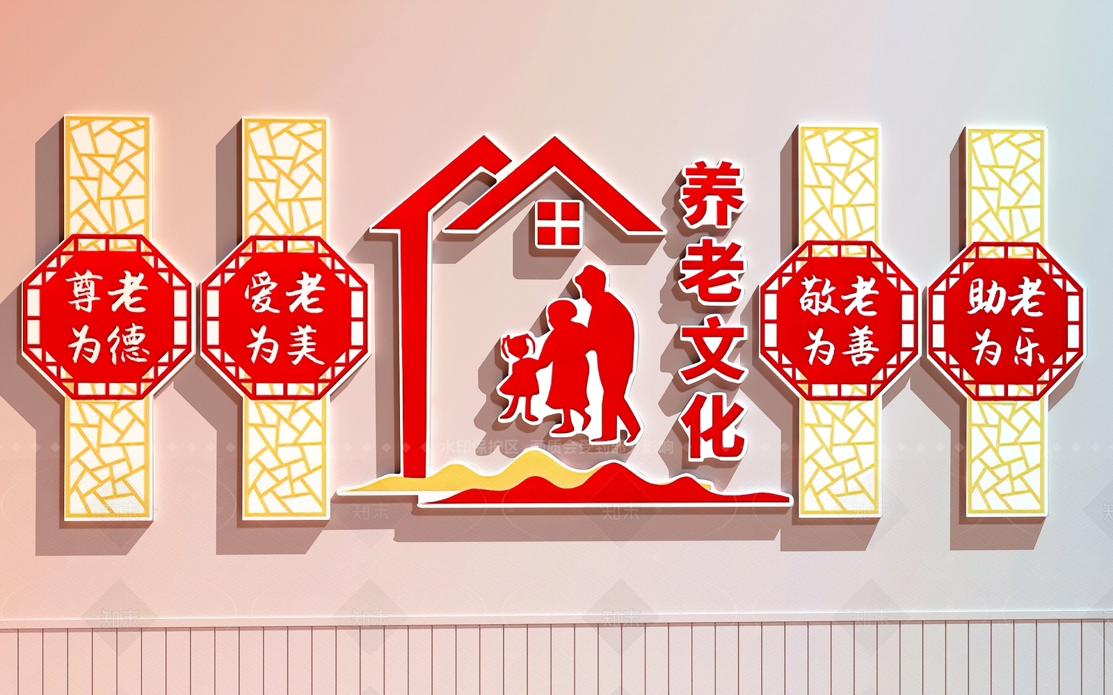 新中式文化墙3D模型下载【ID:1208391706】