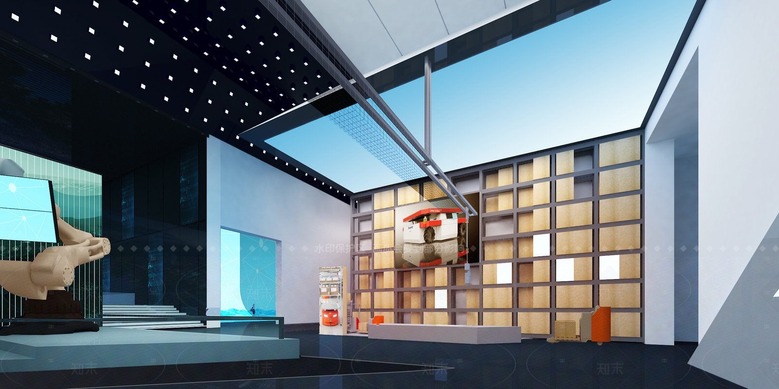 现代极简科技展厅3D模型下载【ID:1208394674】