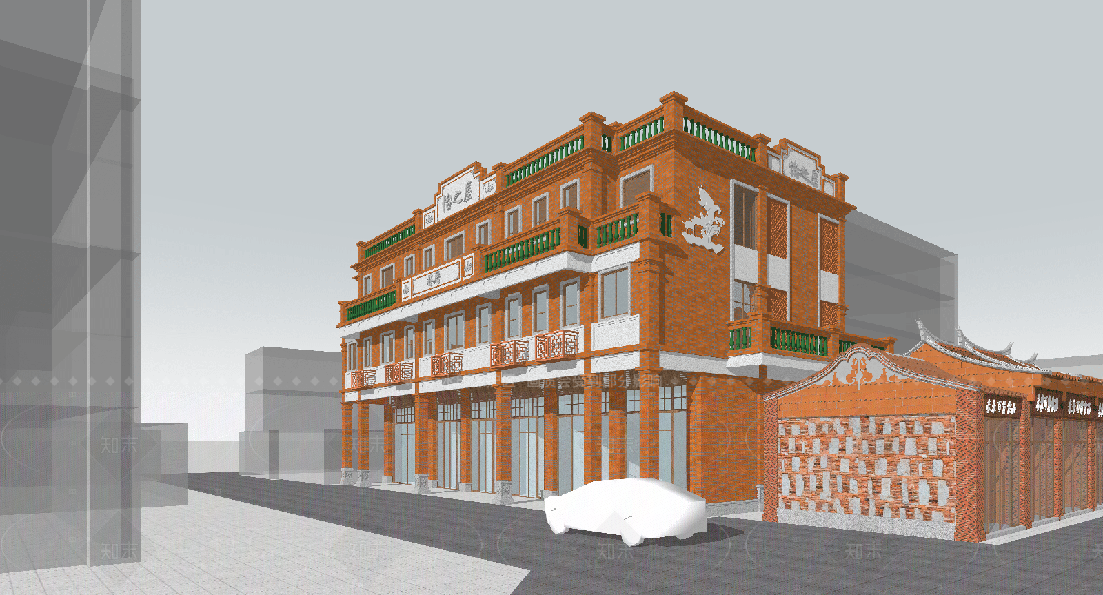 复古工业风格建筑SU模型下载【ID:1208395895】