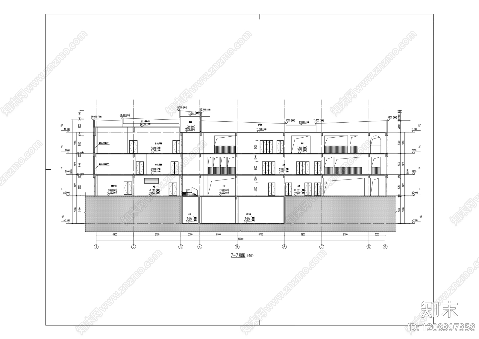 现代幼儿园建筑cad施工图下载【ID:1208397358】