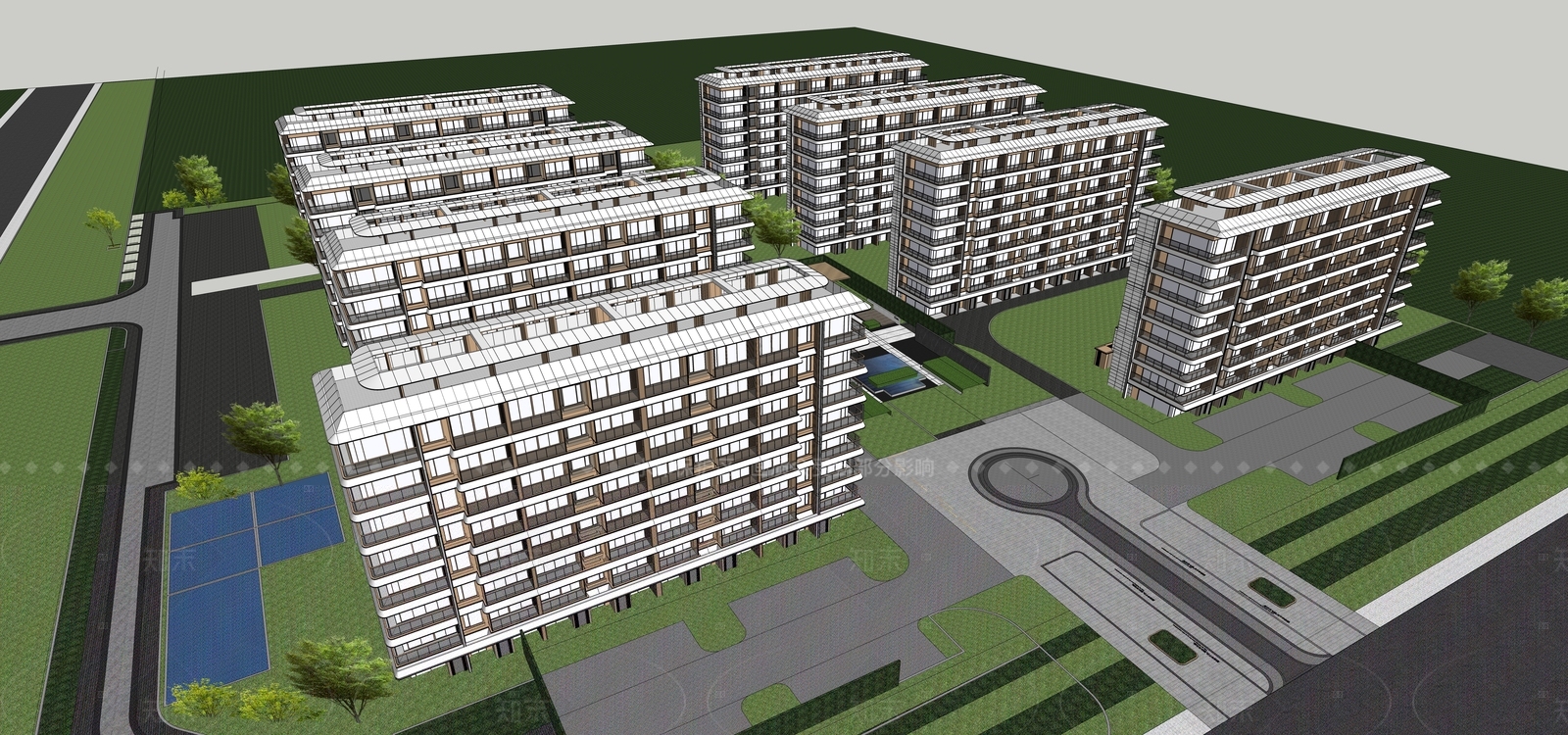 现代多层住宅SU模型下载【ID:1208397684】