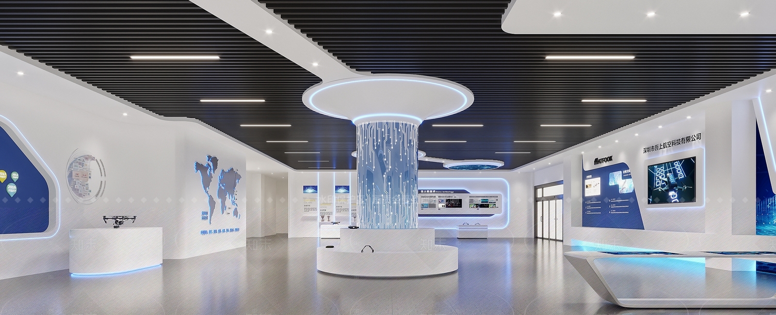 科技极简风企业展厅3D模型精品下载_3dmax模型_知末网